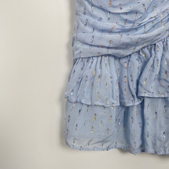 Love & Lemons Women's Baby Blue Ruffle V-Neck Chantal Mini Dress Size XS - Picture 3 of 12